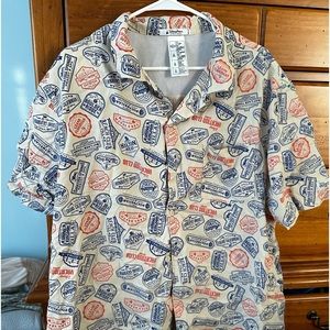 Disney Parks Resort Logo Passport Stamp Print Hawaiian Shirt XL